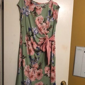 Flowered Tie around Dress
